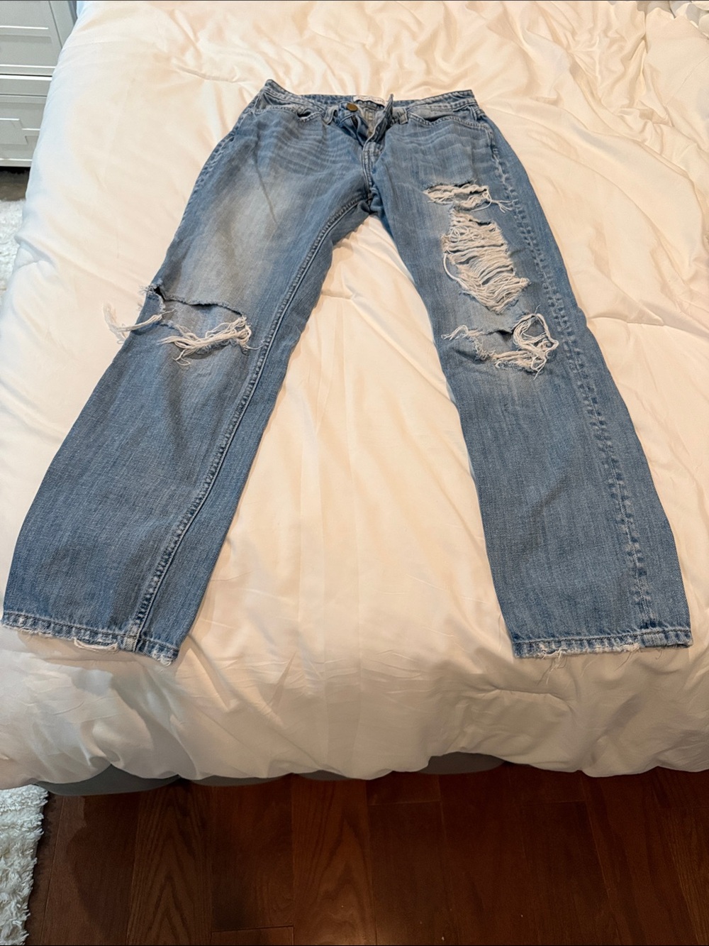 Flying Monkey Light Blue Distressed Straight Jeans